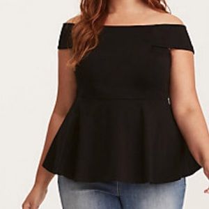 Torrid Off Shoulder Peplum Black